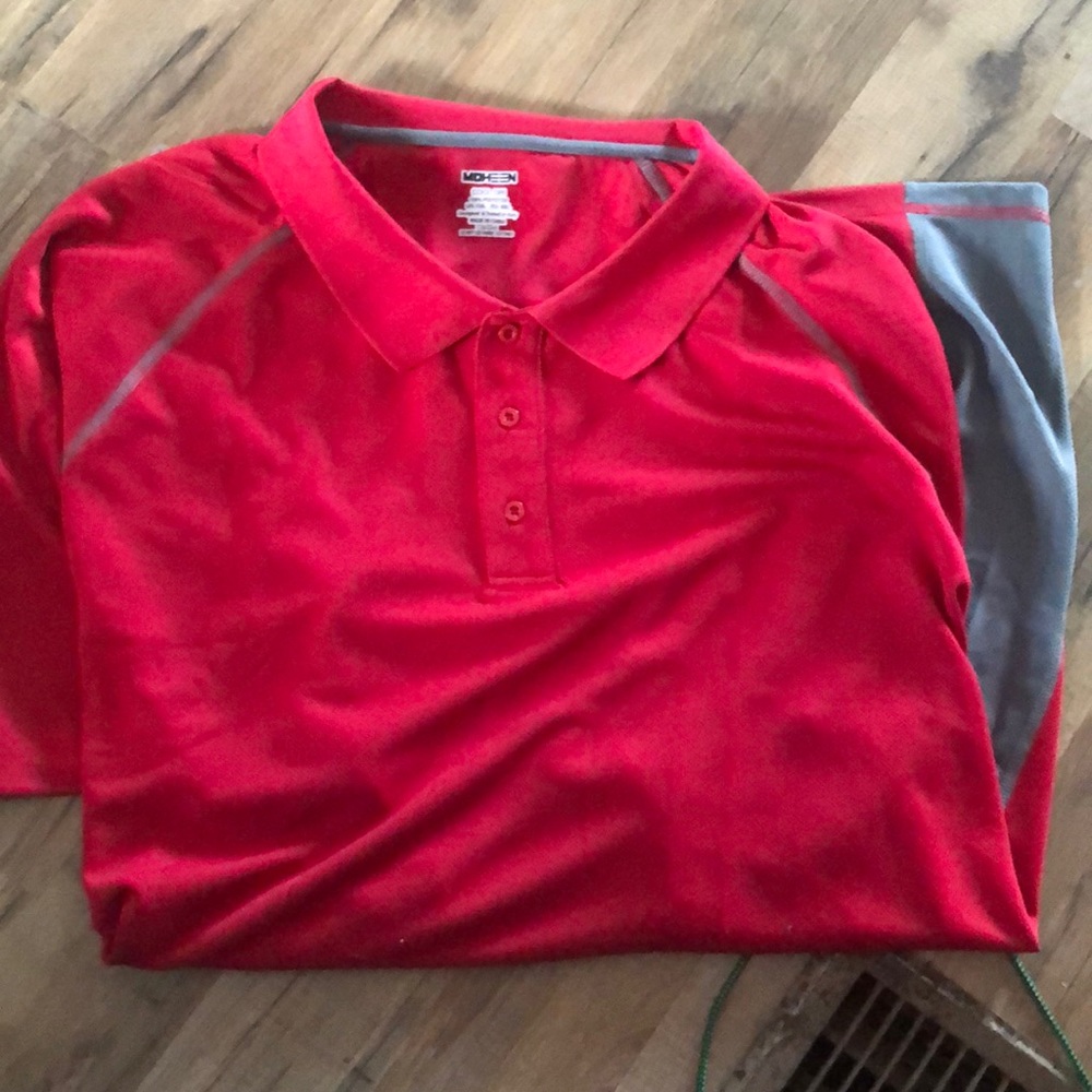 Red and Gray Big and Tall Polo Quick Dri Polo.